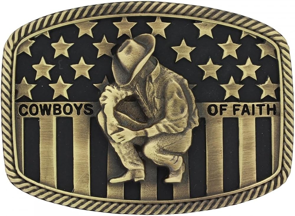 Montana Silversmiths Christian Faith Series Attitude Western Belt Buckle (Cowboys of Faith - Antique Brass): Clothing