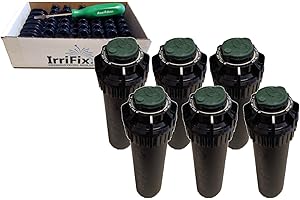 Rain Bird 5000 Plus Series Pressure Regulator Seal-A-Matic Sprinkler Heads Bundle - 6 Pack 5004+PCSR SAM Rotors with IrriFix Nozzle Box Including 6 Nozzle Trees and 1 Rotortool Screwdriver