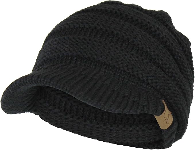 black winter hat with brim