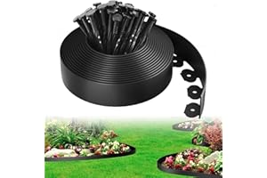 Extra Tall 4inX33ft Landscape Edging No-Dig Garden Edging Border with 30 Spikes, Flexible Lawn Edgings Roll, UV-Resistant Min