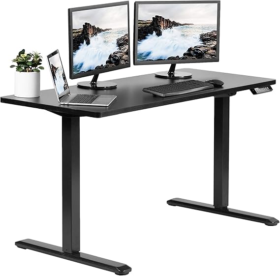 VIVO Bureau électrique 152,4 x 61 cm, plateau de table monobloc noir