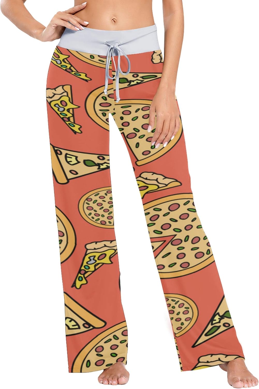WSNWCY Girls Pajama Bottoms Colorful Cartoon Pizza Pajama Bottoms for