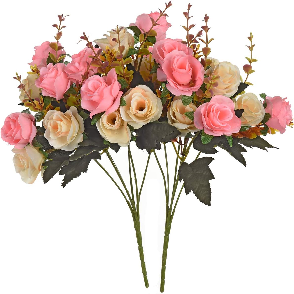 Moomass Artificial Flowers,2 Packs of Artificial Roses.24 Little Rose Silk Flowers. Plastic Flowers,Plants for Home Hotel Wedding Christmas Office Tables Decorations. Pink …