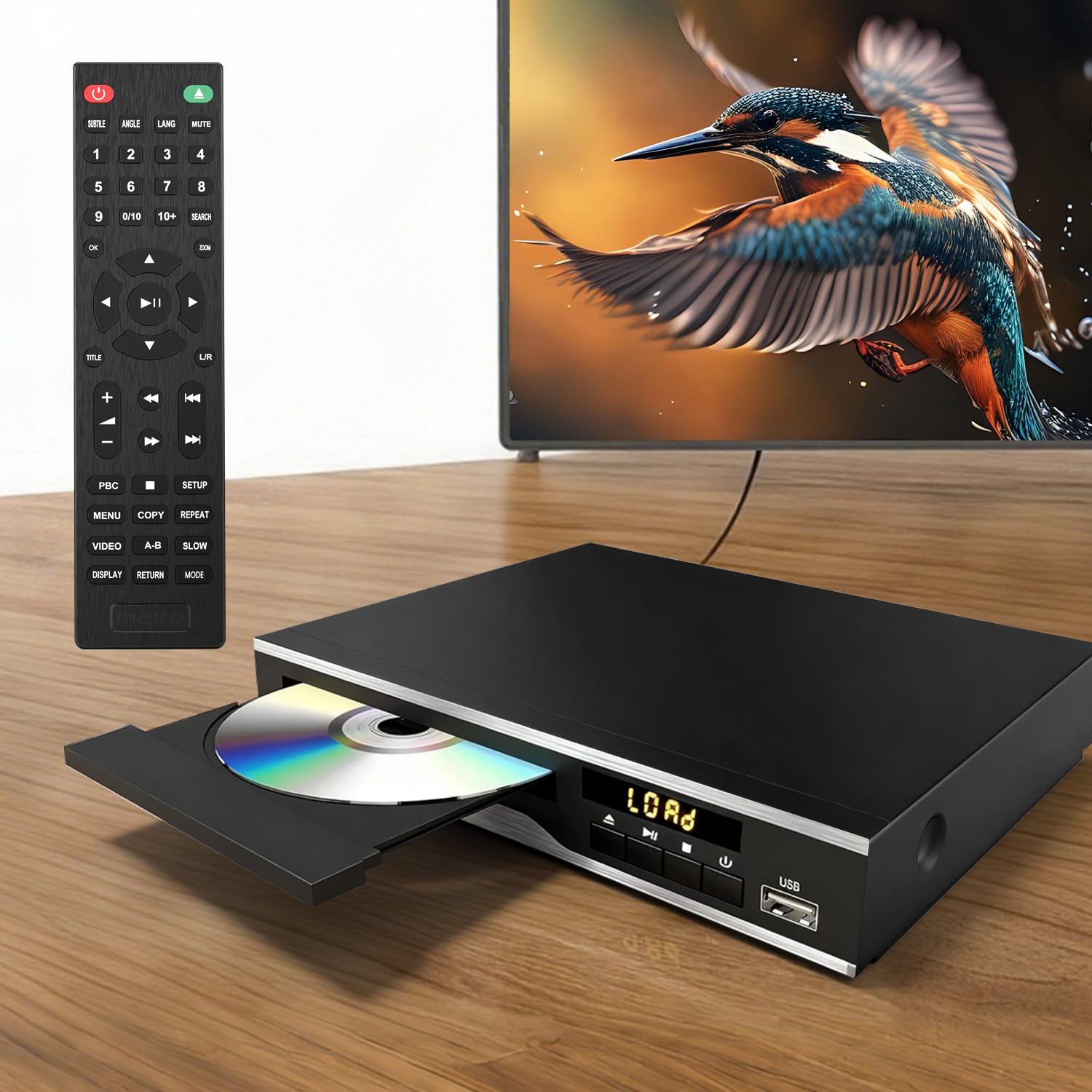 DVD Player, Region Free DVD Players for CD/DVD's, Compact DVD Player Supports NTSC/PAL System with RCA Stable Outputs/USB 128G Input, Contains Remote Control and RCA Cable-Without HDMI Cable