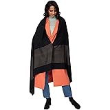 likemary Merino Wool Wrap Shawl & Blanket Scarf Oversize Pashmina Ethical Handwoven with Stripes 100 x 200cm
