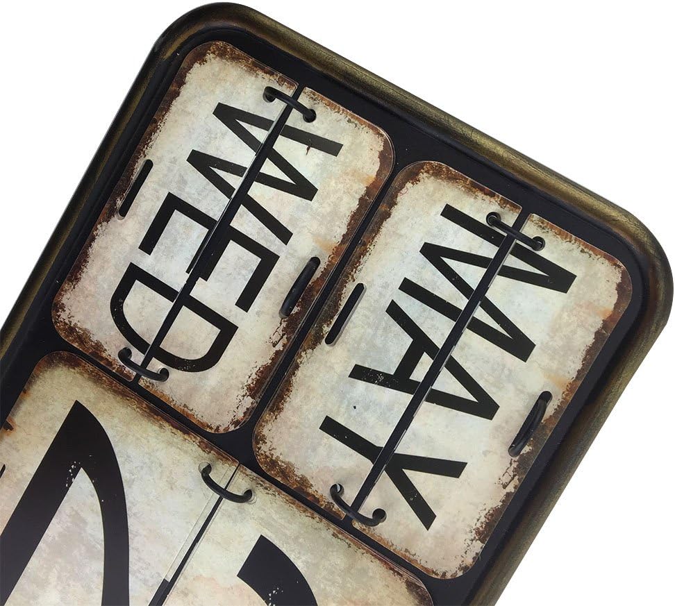 Metal Perpetual Calendar Iron & PVC Wall Desk Calendar Flip Distressed Finish for Home Office Decor 15.7x7.9x0.7 inch - Image 4