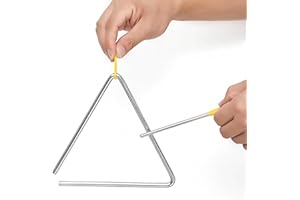 YAYUZEST Steel Triangle Hand Percussion Instrument with Striker, Rhythm Steel Triangles Musical Instrument for Music Enlightenment (8 Inch)