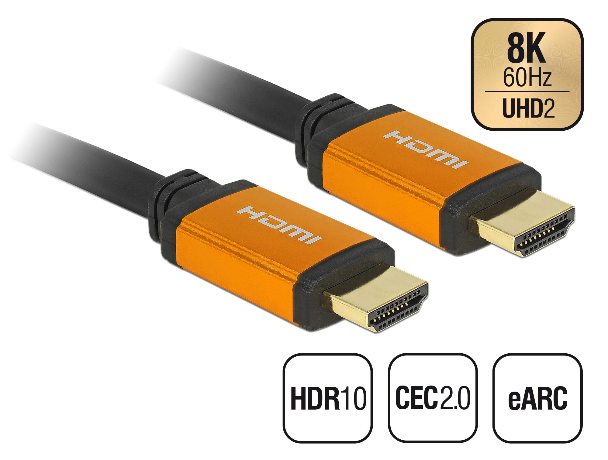 DeLock 85726 High Quality 8K HDMI Cable @ 60Hz 48 Gbps 0.50 m Long Ultra HD2 4K @ 120Hz, eARC, UHDTV, HDR 10+, Variable Refresh Rate VRR, Dolby Vision, for Xbox, PS4, Blu Ray Player