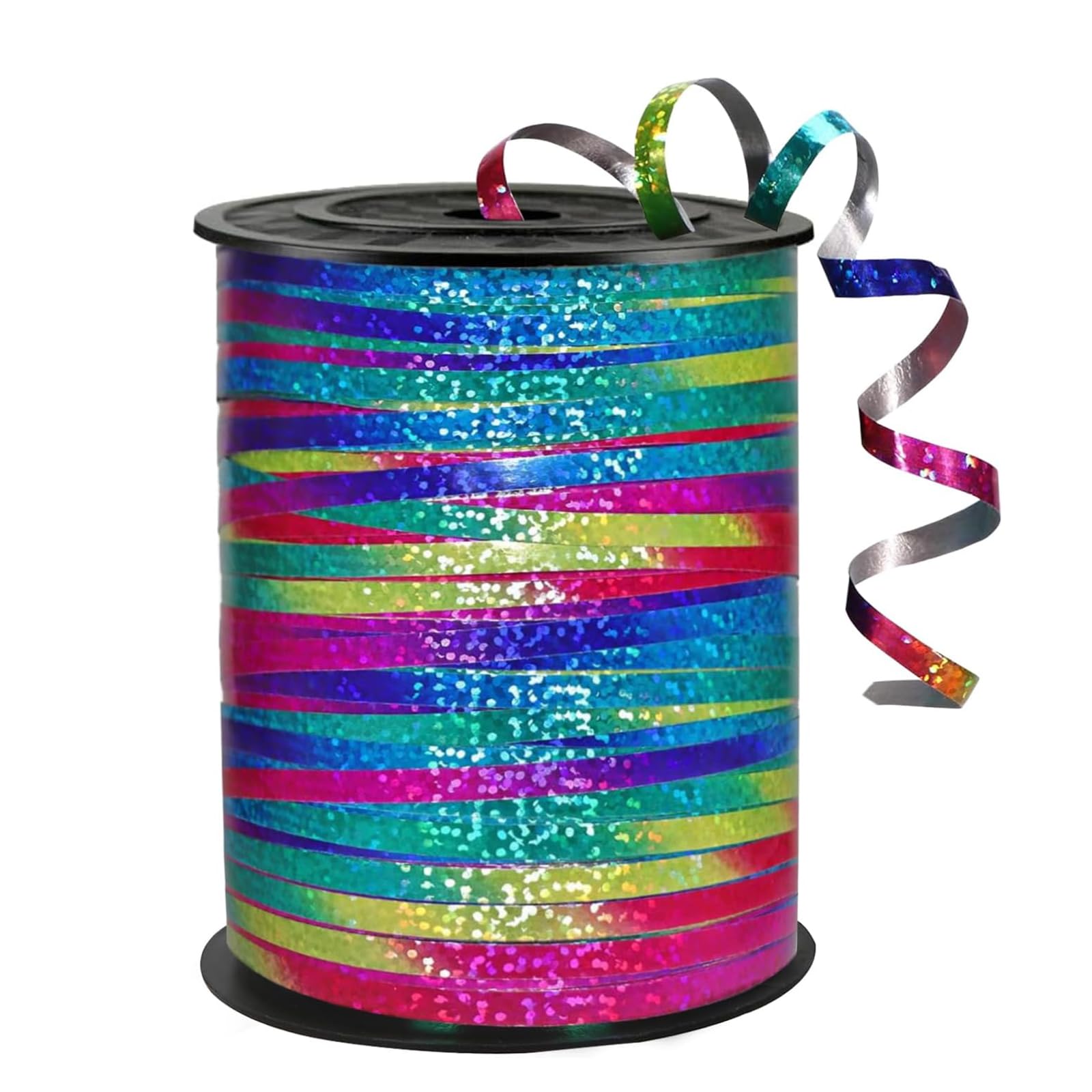 Photo 1 of 500 Yards Rainbow Color Ribbon - 5mm Width Curling Crimped Shiny Ribbon for Balloon String, Parties, Crafts, Gift Wrapping & Decoration