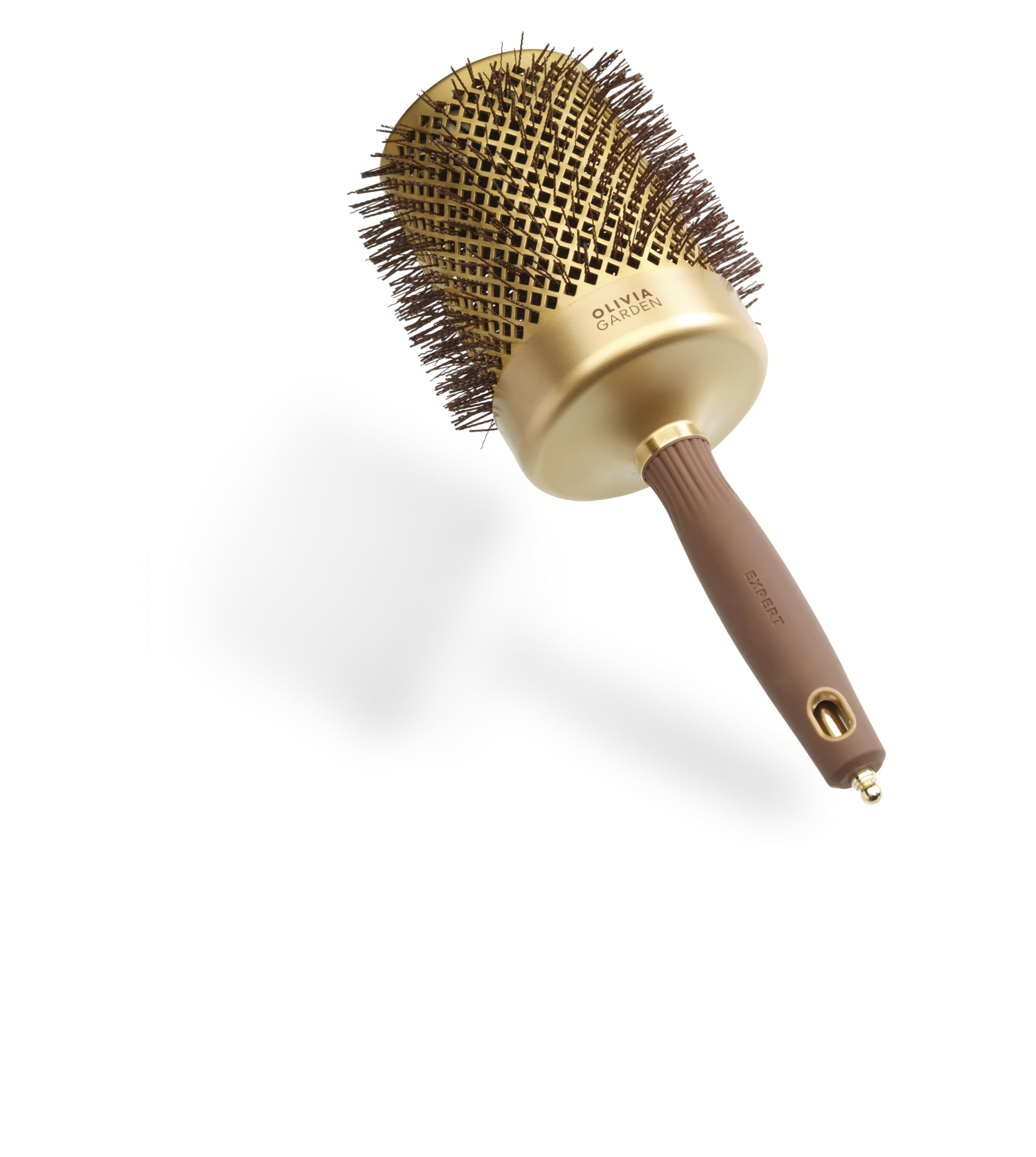 Olivia Garden Expert Blowout Shine – Gold & Brown - 80 - Ceramic Coated Round Brush for Smooth Blowout, Frizz-Free Hair & Radiant Shine