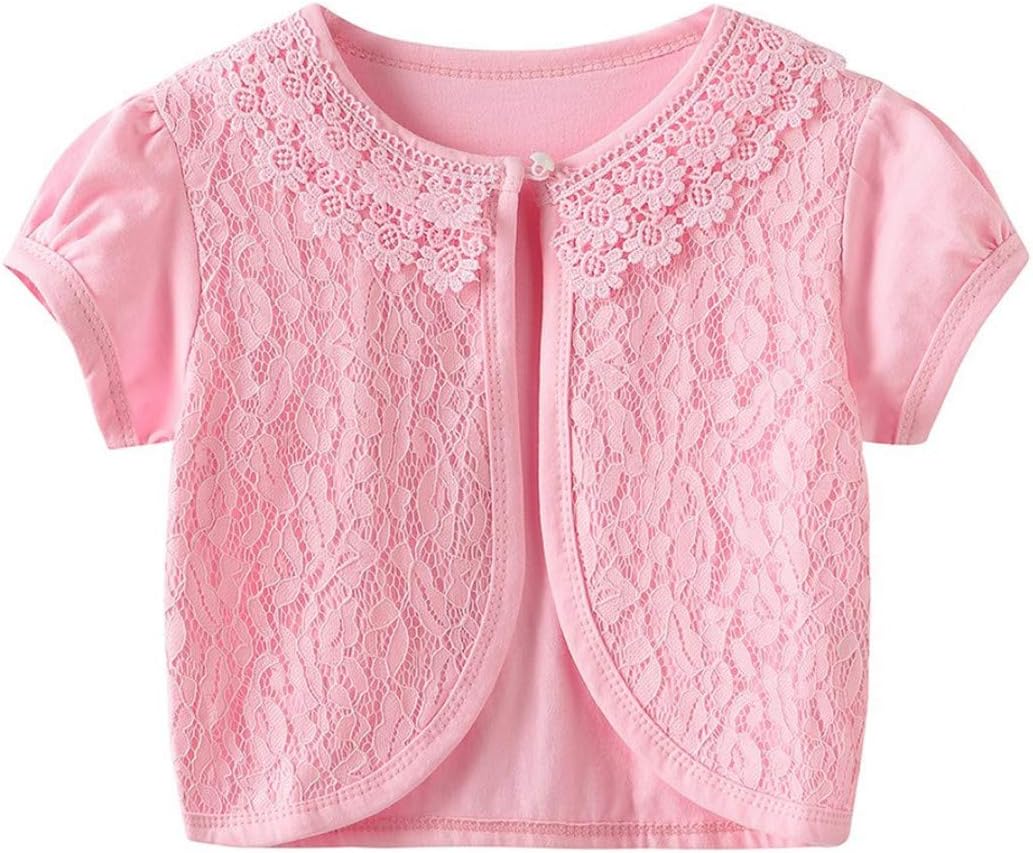 Sinmoocy Girls Long Sleeve Lace Flower Bolero Shrug Jacket Short Cardigan Dress Cover up 1-9 Years
