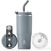 Ideus Insulated Tumbler with Lid and Straw 24 oz, Stainless Steel Double-Wall Vacuum Leak-Proof Travel Coffee Mug, Cup Holder Friendly, Ultimate Gray
