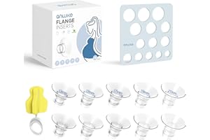 ANWIKE 10PCS Flange Sizing Kit, Silicone Flange Inserts 13/15/17/19/21mm &Nipple Ruler&Cleaning Brush 24mm Flange/Shield, Compatible with Momcozy S9/S9pro/S10/S12/S12pro/anwike/Elvie