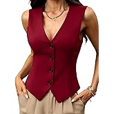 ELLEVEN High Stretchy Vest Tops for Women, Knit V-Neck Sleeveless Button Down Vest Business Casual Outfits