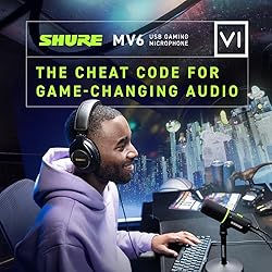 Shure MV6 Gaming Microphone, Dynamic USB PC Mic for