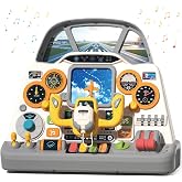 Mostop Toddler Steering Wheel Toy with Lights and Sounds: Interactive Airplane Dashboard for Kids, Jet Pilot Simulator Driving Toy for Boys Girls 3+, Pretend Play Flying Toy for Toddlers Birthday Gift
