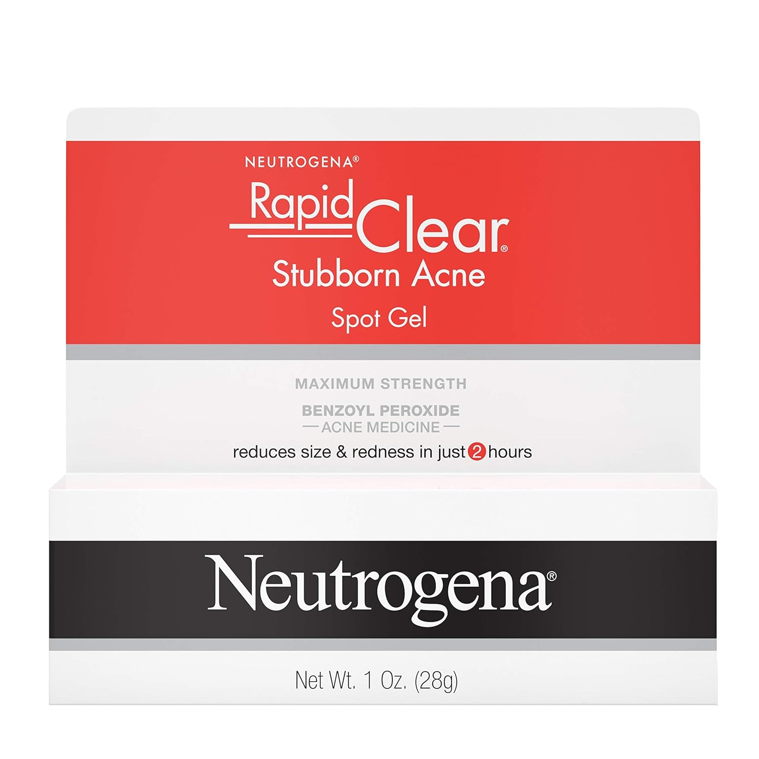 Neutrogena Rapid Clear Stubborn Acne Spot Treatment Gel with Maximum Strength Benzoyl Peroxide Acne Treatment Medicine, Pimple Cream for Acne Prone Skin with 10% Benzoyl Peroxide, 1 oz : Beauty