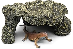 PAULOZYN Reptile Cave Resin Rock Basking Platform Bearded Dragon basking Platform Reptile basking Platform for Chameleon Turtle Bearded Dragon Tortoise Lizards Betta Play Hiding Breeding