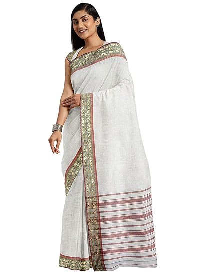 Pure Cotton Venkatagiri Saree With Un-stitched Blouse Piece - Powerloom Made 100% Cotton Sari for Women - by ART Retail