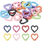 26 Pack Heart Spring Clasp Colorful Love Keyring Heart-Shaped Clasps Spring Key Rings for Jewelry Making Supply DIY Crafts