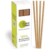 The Veggie Straws &ndash; 100 PCS of 8.25 Inches Unwrapped Biodegradable Straws &ndash; Made of Vegetable Fibers, Best Environment Friendly Drinking Straws for Hot and Cold Beverages