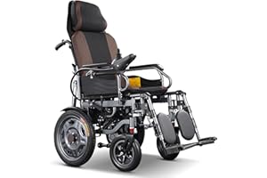 Foldable Mobility Aid Wheelchair - Lightweight Electric Wheelchair with 360° Joystick Adjustable Position for Elderly and Dis