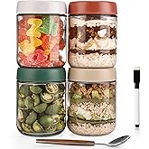Overnight Oats Jar,Mason Jars,Overnight Oats Containers With Lids,16 OZ - Set Of 4,Chia Pudding Jars With Lids, Oatmeal Conta