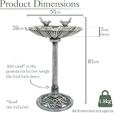 CHRISTOW Clam Shell Resin Bird Bath Grey 80cm Garden Pedestal Standing view 6
