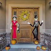 KALEFO 2 Pcs Day of the Dead Sugar Skull Door Decorations | Sugar Skull Door Hanging Decorations for Dia De Los Muertos Mexican Fiesta Halloween and Exterior Party Decor