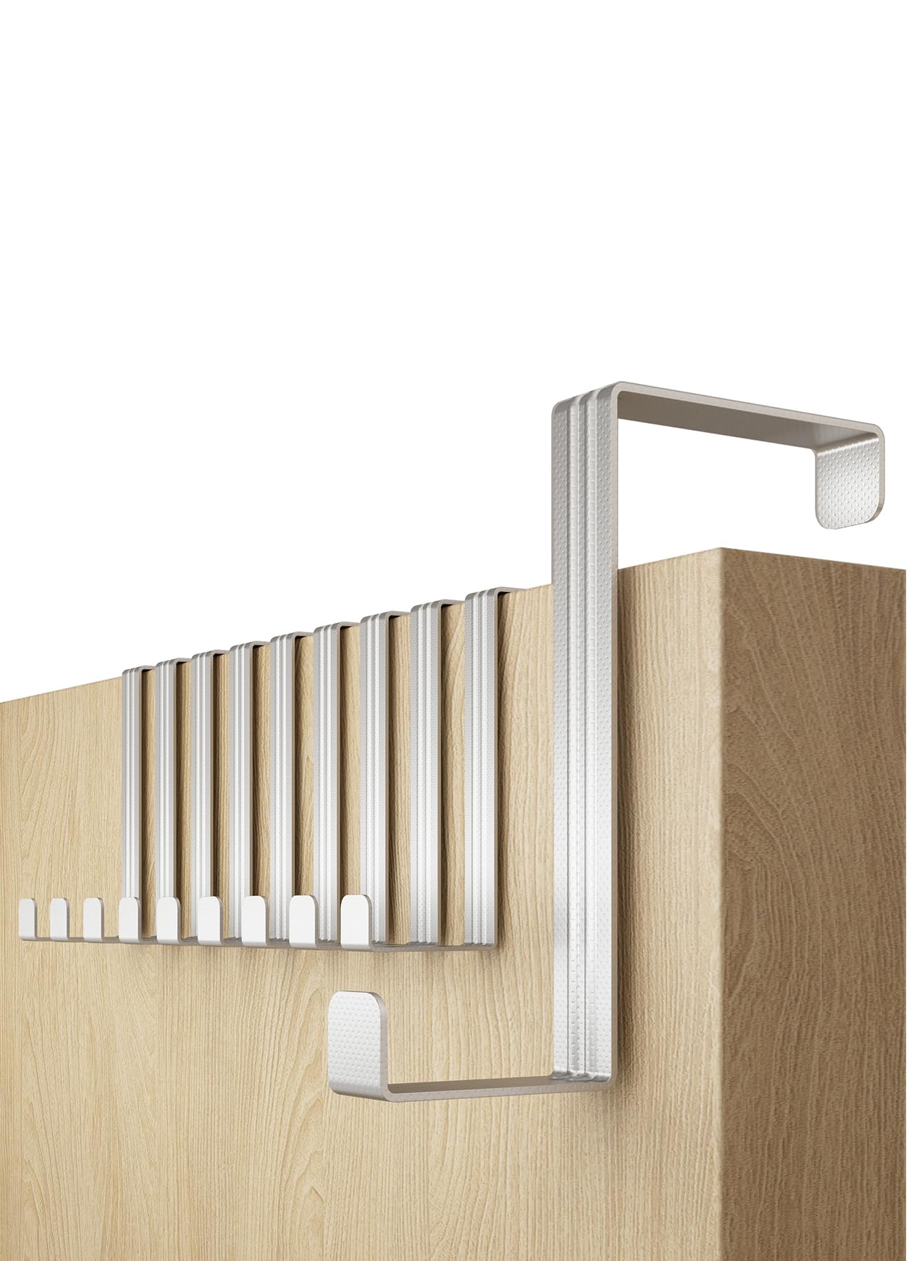 4smile Over Door Hook Set of 10 – Silver Coat Hanger for Leaf Depth 3.6 cm (1.4") + 4.1 cm (1.6"), Stable Coat Hooks, Ideal as Wreath Hanger