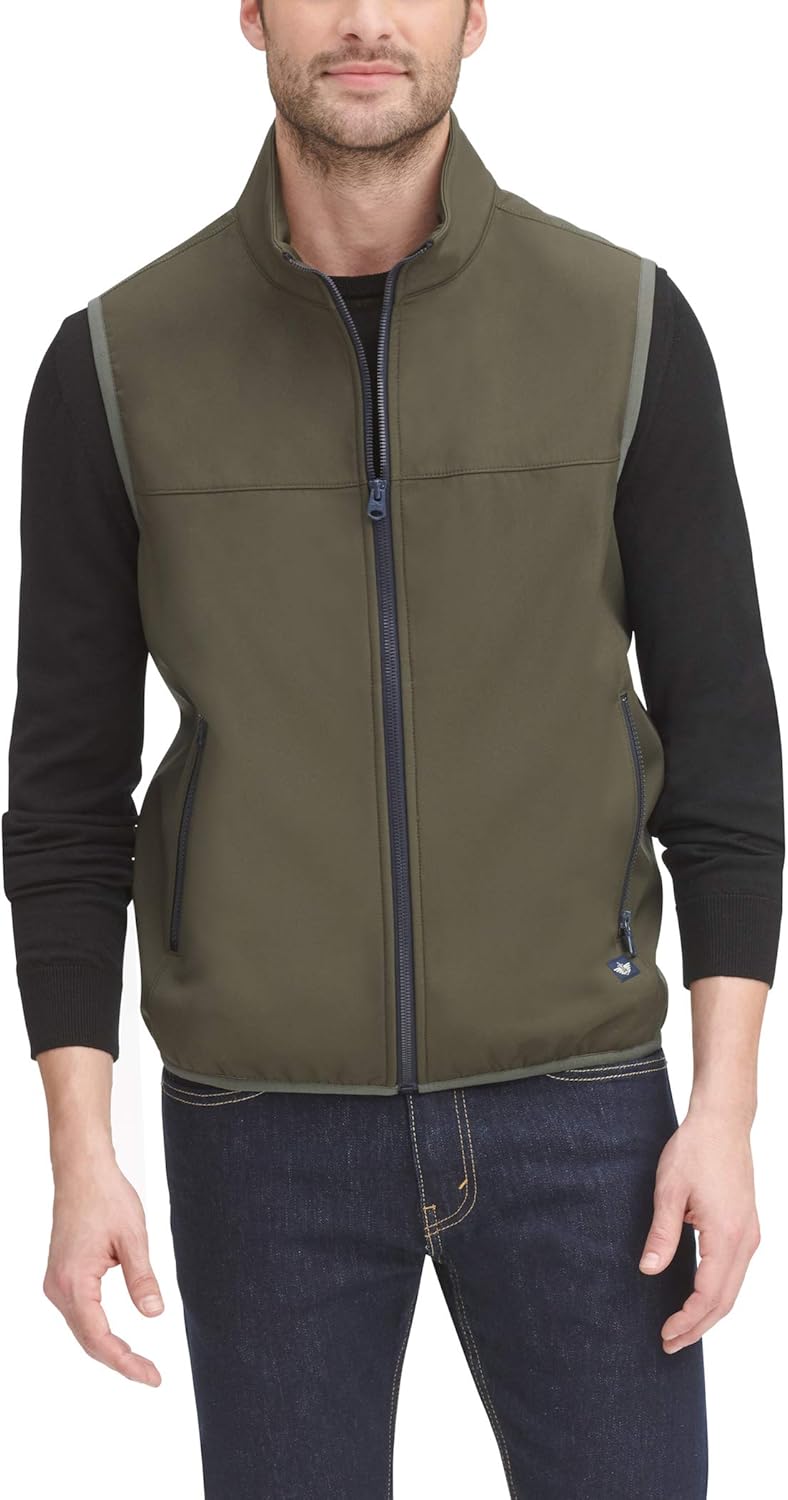 men's dockers jackson softshell performance car coat with microfleece bib