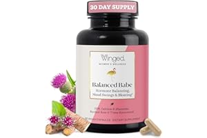 Winged Wellness Balance Babe, Hormone Balance & Estrogen Detox Supplement for Women - 100mg DIM & Calcium D-Glucarate & Milk Thistle for PMS Bloating, Cramps, Mood & Hormonal Acne Support, 60 Capsules