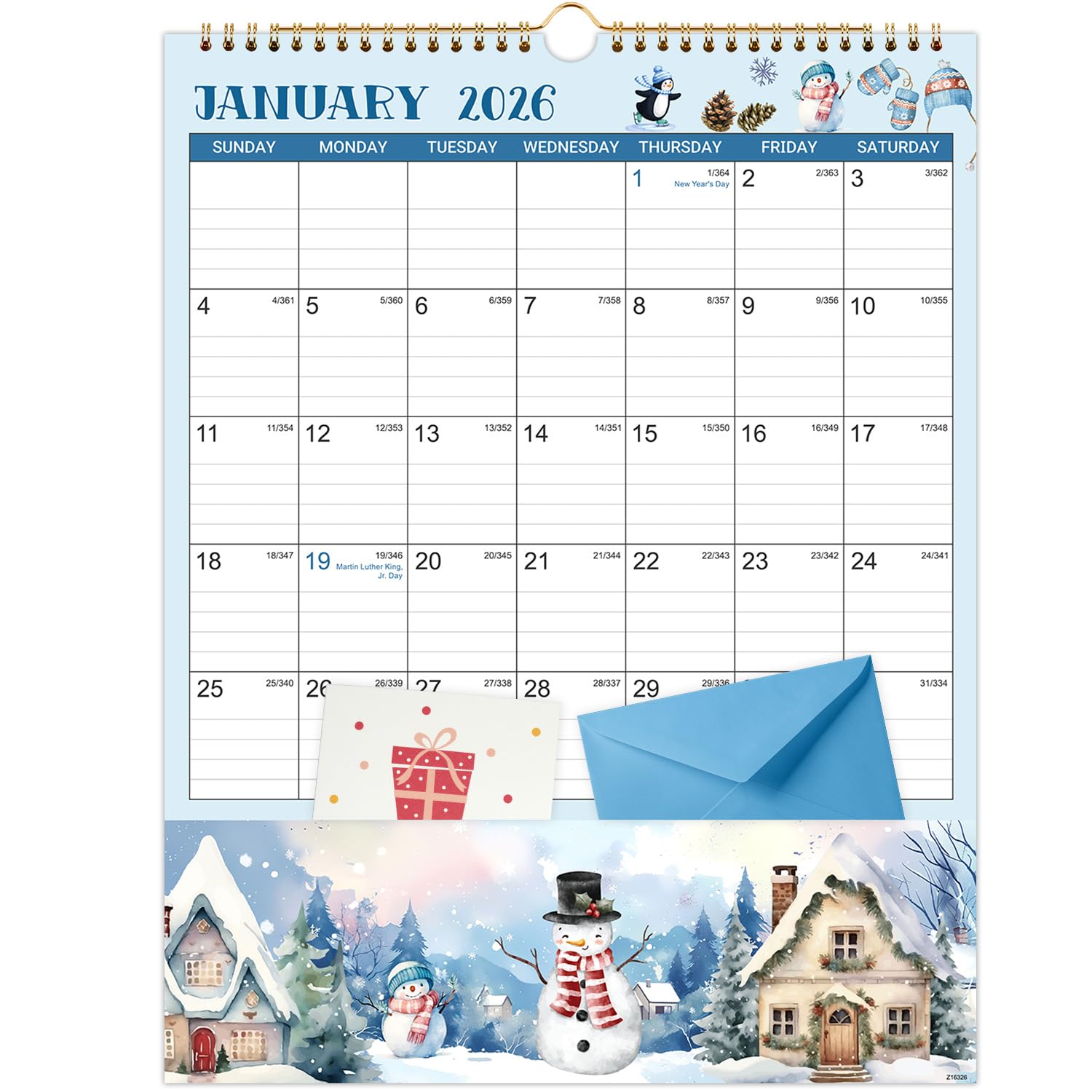 Photo 1 of 2026 Wall Calendar - 11.4" x 14.5", 12 Months from Jan. 2026 - Dec. 2026, 2026 Wall Calendar with Pockets for Home & Office, Vertical Calendar with Hanging Loop