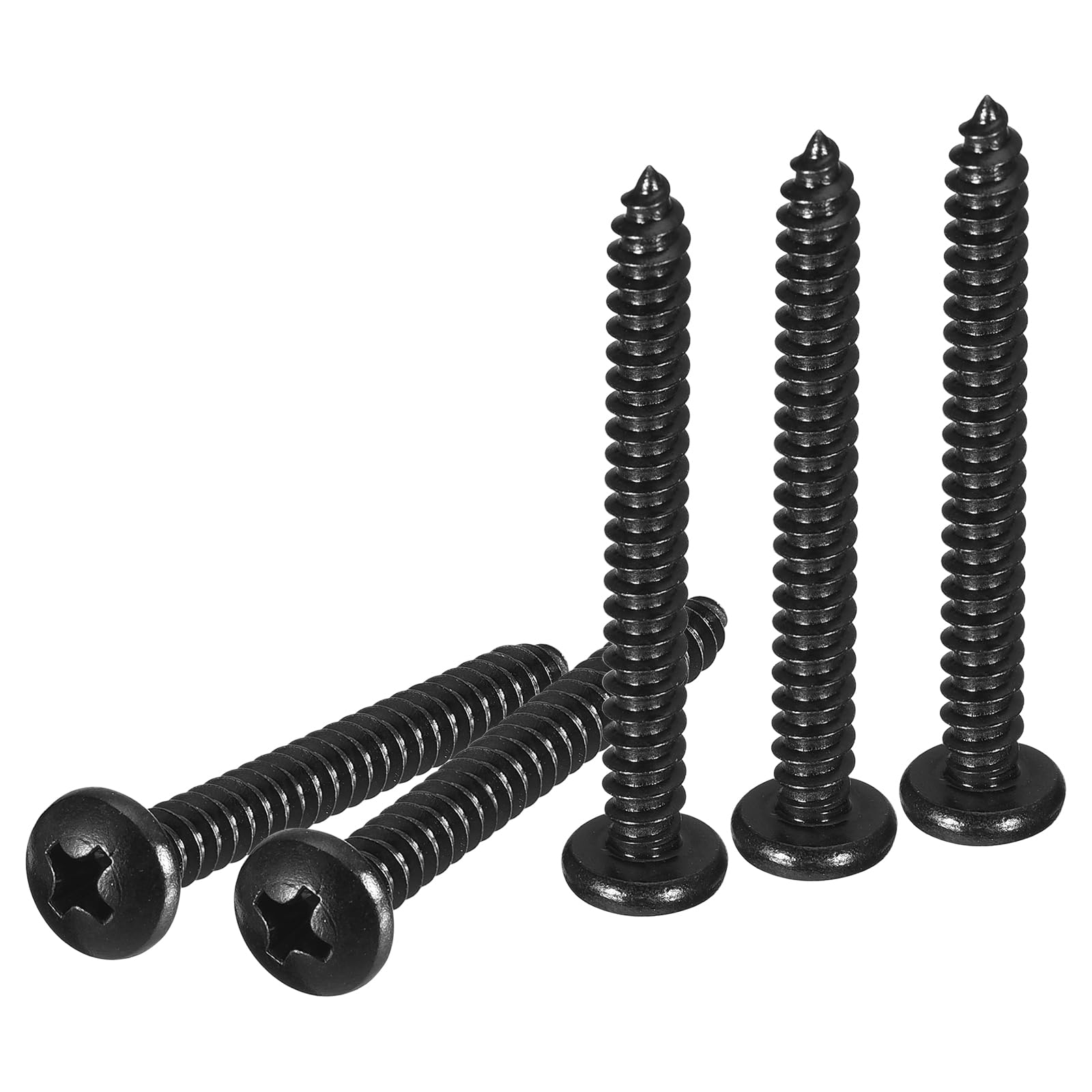 DTGN #10x1-3/4" Phillips Pan Head Self-tapping Screw - 100Pack - Black Oxide 304 Stainless Steel Sheet Metal Screws Wood Screws