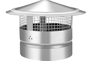 Ebusin 9 Inch Round Chimney Cap, 9 Inch Chimney Cap with Screen, Stove Pipe Topper, Galvanized Steel Quality, Silver