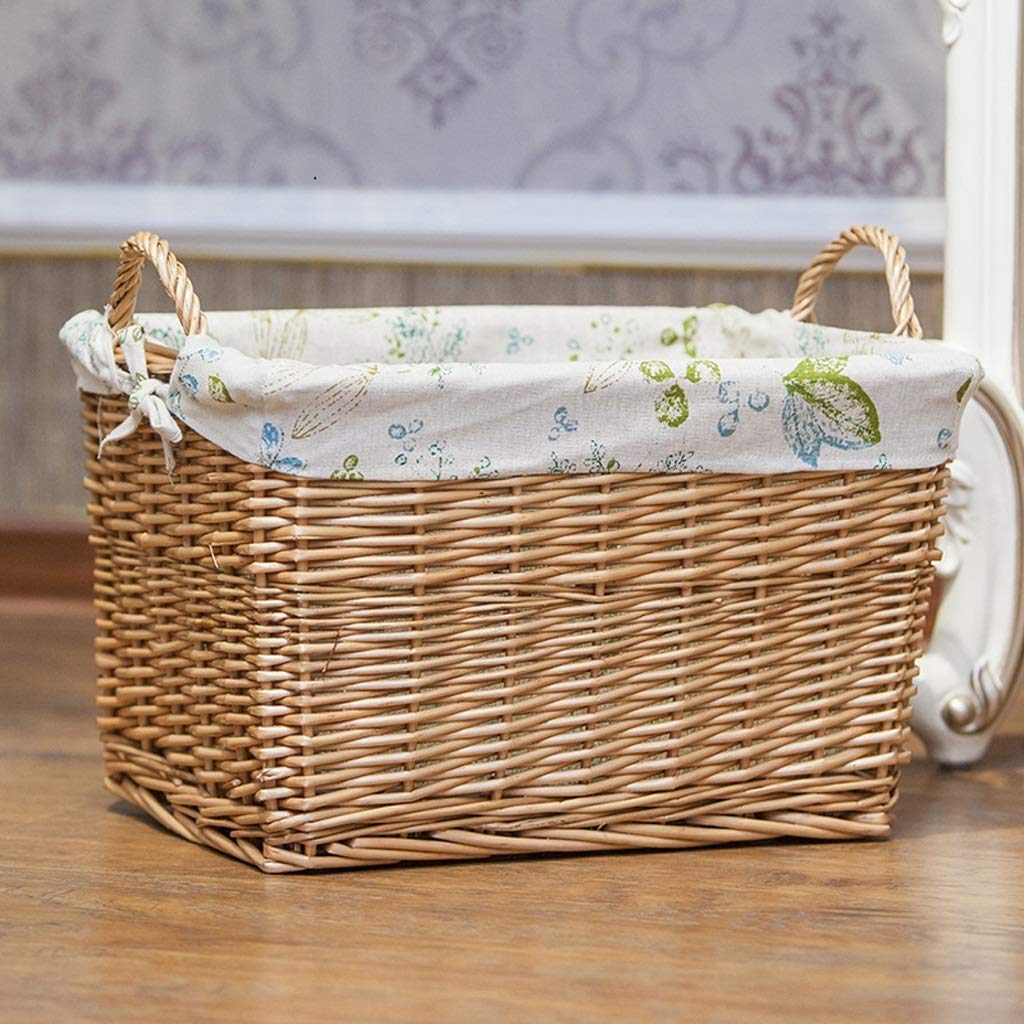 Wäschekörbe Rattan Portable Baumwolle Leinen Futter Schmutzige Hamper