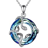 MUUYON Fox/Elephant/Snake/Panda/Frog Crystal Necklace for Women Sterling Silver Blue Crystal Necklace Cute Animal Gift for Mother Her