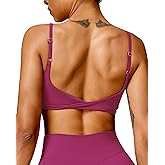 QUOJIZY Sports Bras for Women Open Back Workout Tops for Women Yoga Bra Spaghetti Straps Twist Back