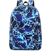 RBYGPL Backpack for Boys Elementary Bookbags Durable Lightweight Teenager Student School Bags Travel Waterproof (1-Blue Lightning)