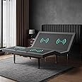 kaipuyiree Adjustable Bed Frame Full with Massage Adjustable Bed Base with Wireless Remote Electric Power Bed Foundation Under-Bed Lighting | Zero Gravity | USB PortsX2 | Height Adjustable Legs