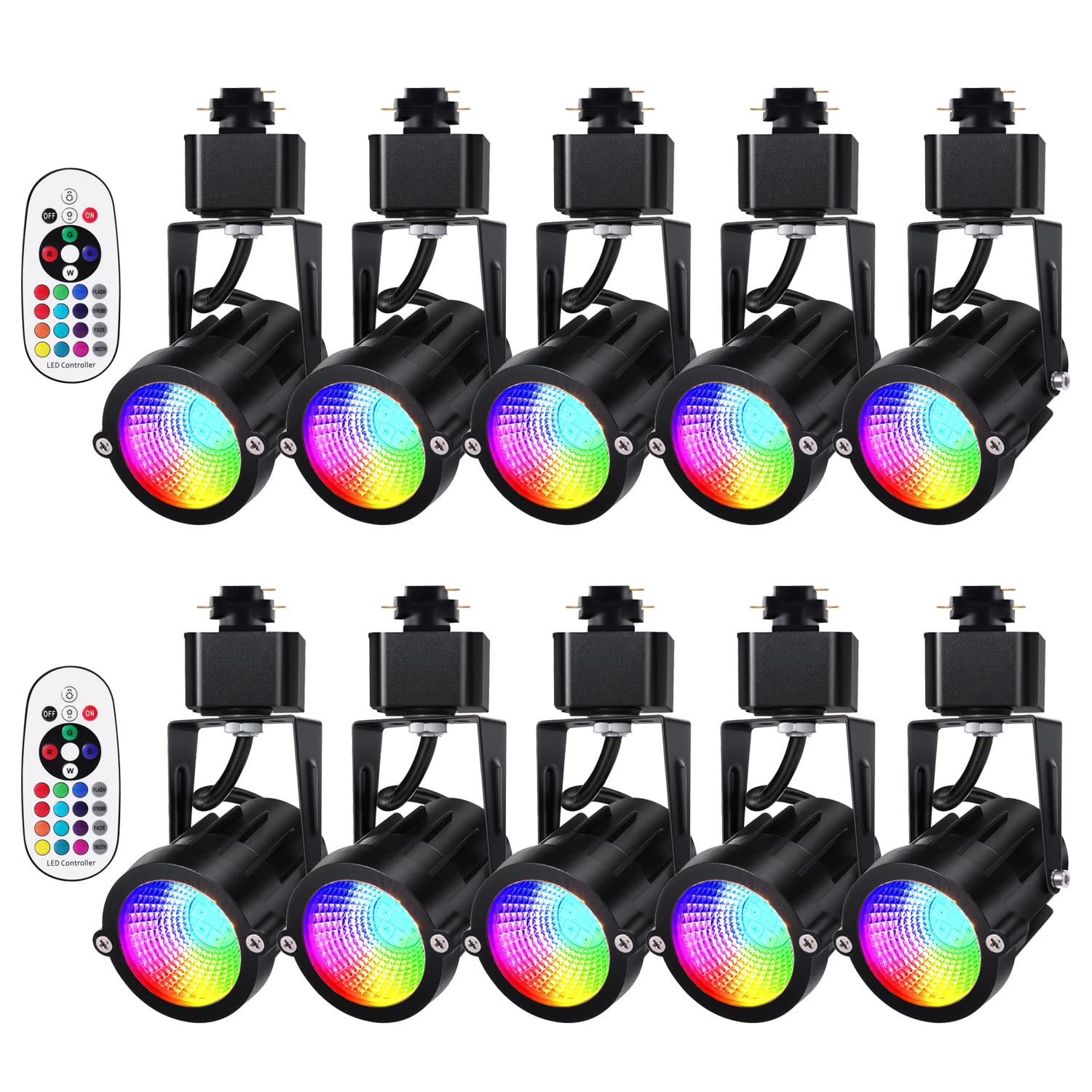 Photo 1 of STEAIRE 12W RGBW H Track Lighting Heads,RGB+Warm White Dimmable Bright LED Track Lighting Fixtures for Accent Retail Kitchen Artwork,120V Linear Track Light H Type-CRI90+ 24° - 10 Pack (Black)