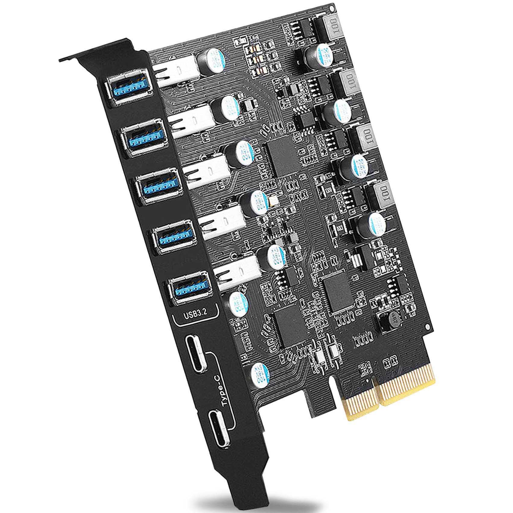 Photo 1 of PCIe USB 3.2/3.1 Gen 2 Card SuperSpeed 10Gbps Bandwidth 7-Ports (2X USB-C - 5 Type A) Expansion Card USB C PC Card Internal Port hub for Windows 10/8/7 and Mac OS 4.1/5.1 Above