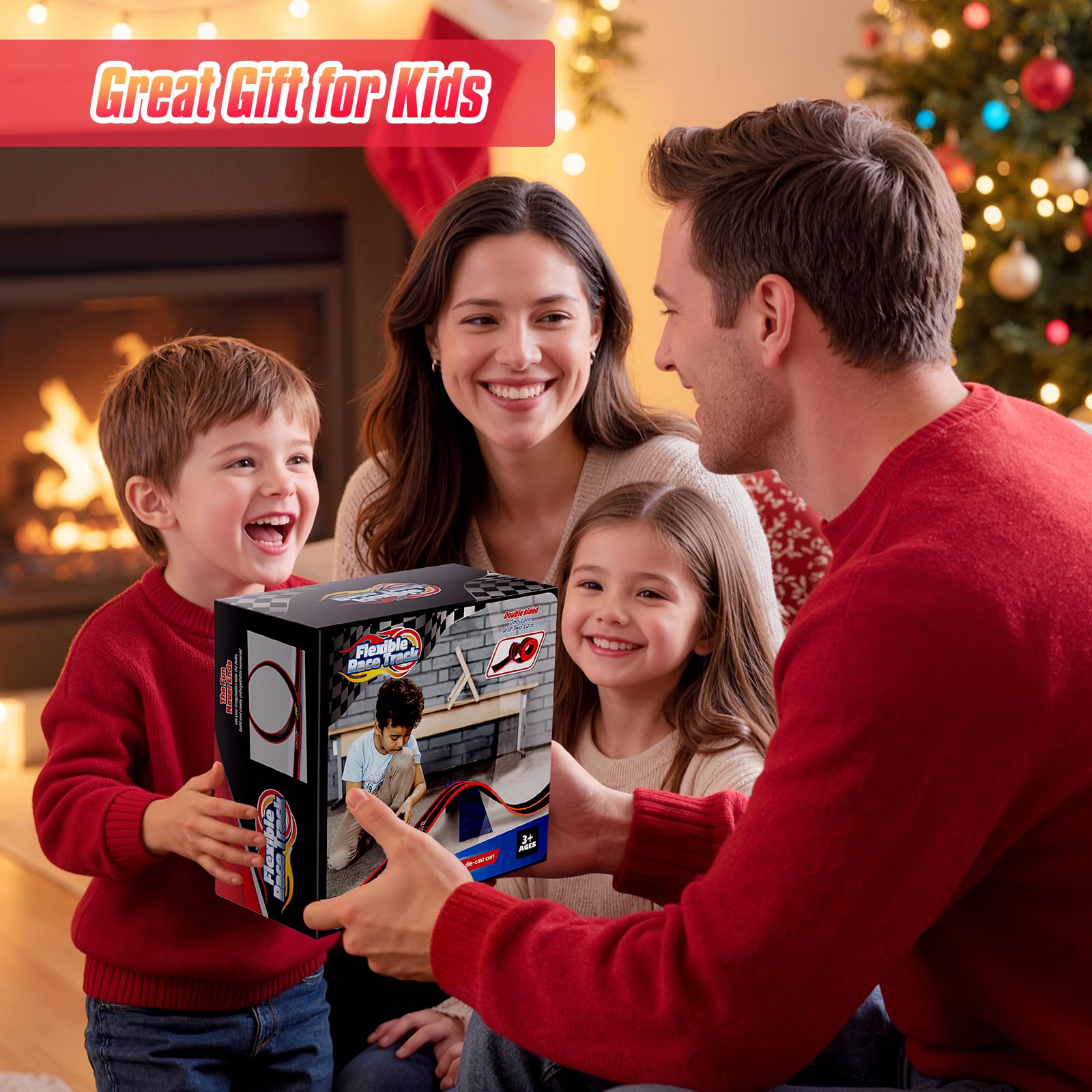 Flex Track 15 Ft Portable Flexible Race Car Track with Strong Suction Cups – Compatible with Hot Wheels & 1/64 Diecast Cars–Easy Storage, Indoor & Outdoor Play Flexible Car Tracks for Kids（Blue）