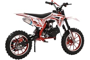 NEREIDS NET 49cc Kids Dirt Bike,Gas Power Motocross 2-Stroke Mini Pit Bike Motorcycle,Pocket Motorbike Off-Road Tires Shock Absorption Springs Soft Seat Racing 40KM/h with Front Rear Disc Brakes