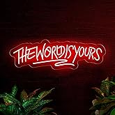 The World Is Yours Neon Sign for Wall Decor USB Power Dimmable LED Light Signs for Bedroom Game Room Mens Cave Beer Bar Wedding Birthday Empowering Party Letters Neon Light Up Sign For Office Graduation Birthday Gift for Women Man Teens