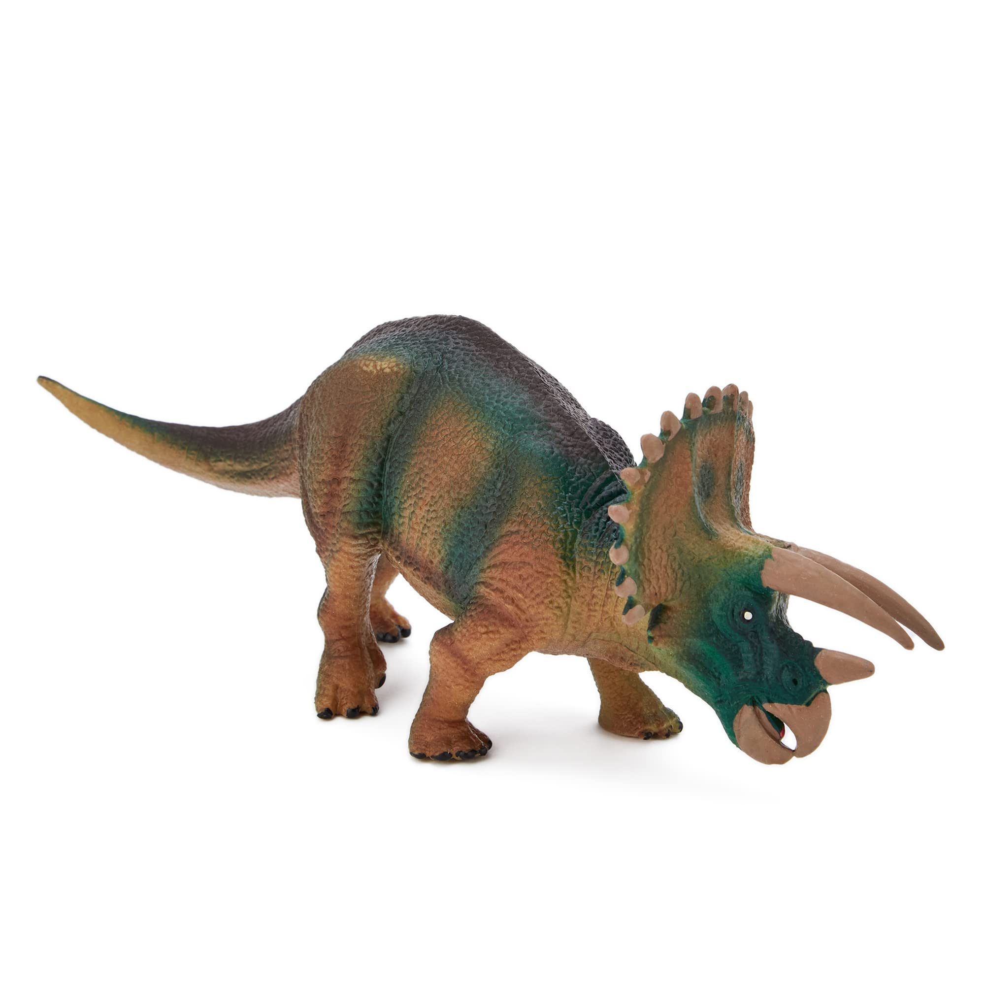 Zappi Co Childrens Triceratops Green/Black Dinosaur Figure Toy (19cm Length) Realistic Detailed Dino Collection for Kids - Action Figures for Playtime Fun & Learning