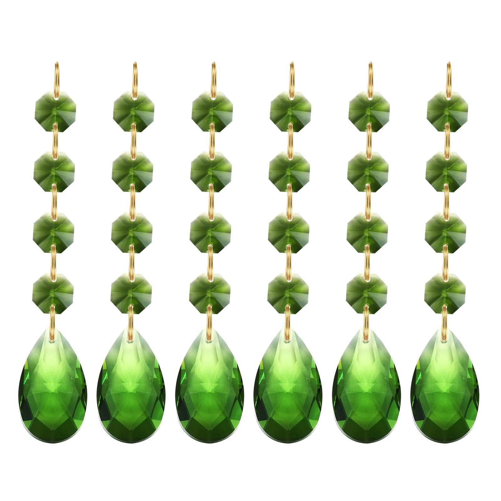 PATIKIL Teardrop Crystal Chandelier Pendants Beads, 6 Pack 120mm Length 38mm Chandelier Prisms Parts Ornaments Hanging Beads for DIY Arts Crafts Decoration, Green