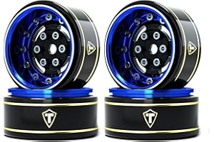 TREAL 1.0 Beadlock Wheels Deep Dish Rims (4P) for SCX24 AX24 FCX24 TRX4M 1/24 1/18 Crawler Car-Type F(Blue)