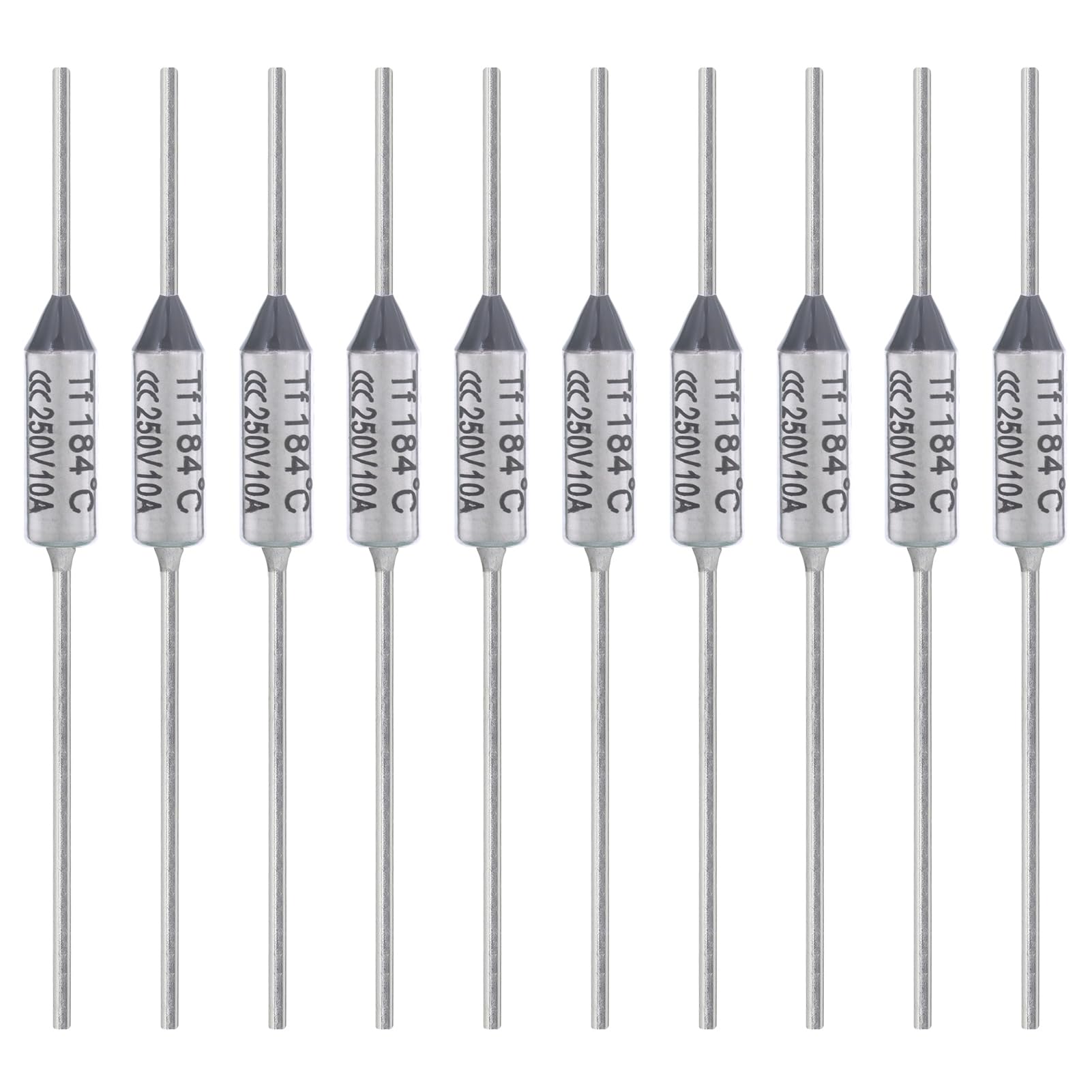 ALLECIN 10PCS Thermal Fuse 184 Degrees Celsius 10A 250V AEC184E Temperature Fuses Cutoffs 10Amp 250Volt 184℃ Fusible