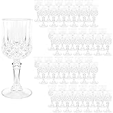 FXKS 48 Pack Wine Glasses,Transparent Plastic Wine Glasses,Vintage Plastic Goblets for Parties,Drinking Glasses Crystal Water Goblets Reusable for Wedding Reception, Grand Event Party Supplies